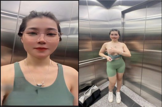 Lan Anh thèm đụ trong thang máy